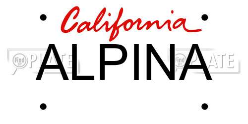 ALPINA California License Plate