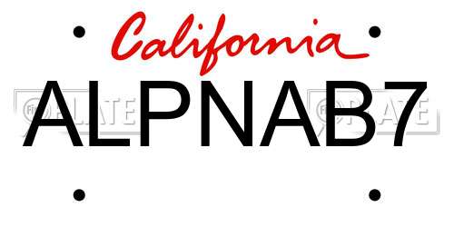 ALPNAB7 California License Plate