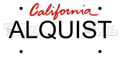 ALQUIST California License Plate