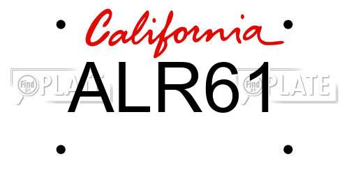 ALR61 California License Plate