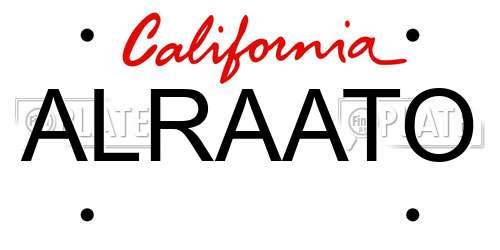 ALRAATO California License Plate