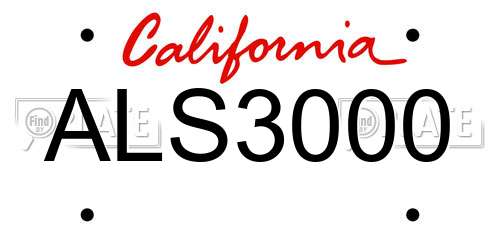 ALS3000 California License Plate
