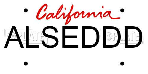 ALSEDDD California License Plate