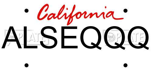 ALSEQQQ California License Plate