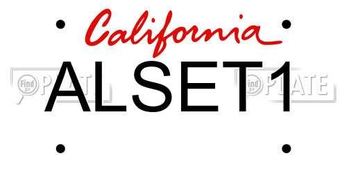 ALSET1 California License Plate