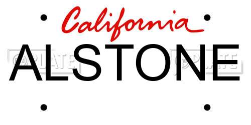 ALSTONE California License Plate