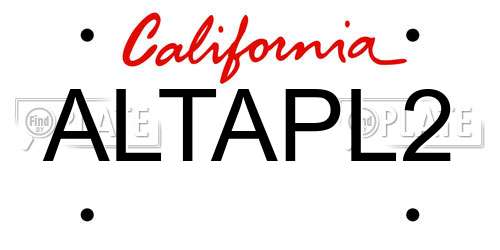 ALTAPL2 California License Plate