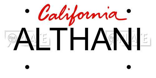 ALTHANI California License Plate