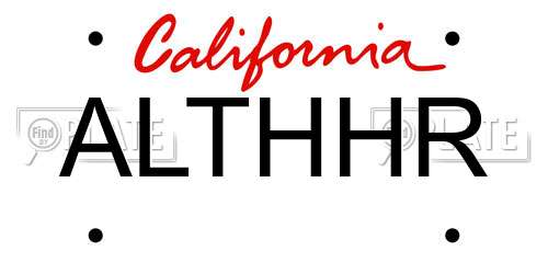 ALTHHR California License Plate