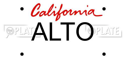 ALTO California License Plate