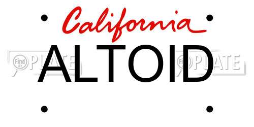 ALTOID California License Plate