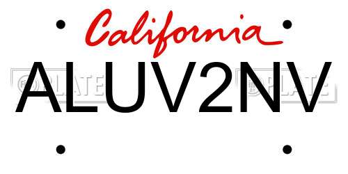 ALUV2NV California License Plate