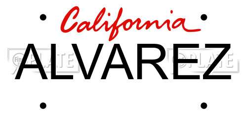 ALVAREZ California License Plate