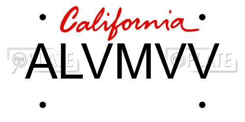 ALVMVV California License Plate
