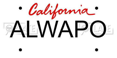 ALWAPO California License Plate