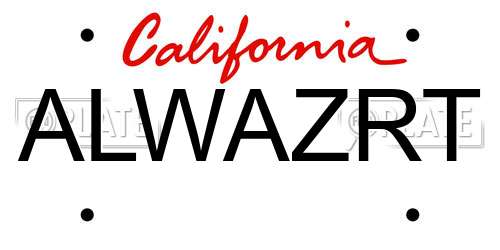 ALWAZRT California License Plate
