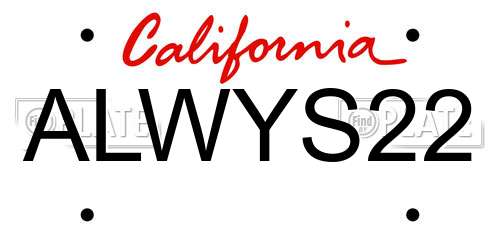 ALWYS22 California License Plate