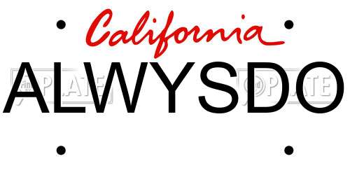 ALWYSDO California License Plate