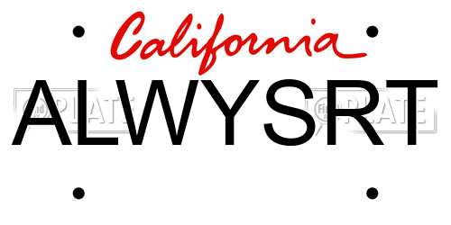 ALWYSRT California License Plate