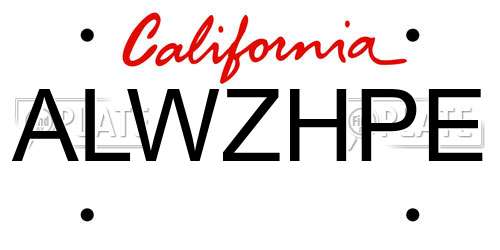 ALWZHPE California License Plate
