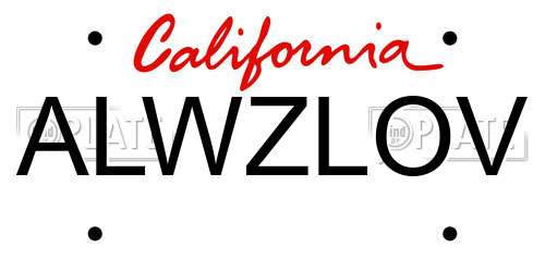 ALWZLOV California License Plate
