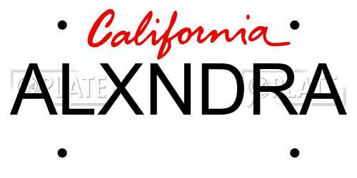 ALXNDRA California License Plate