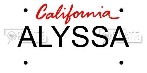 ALYSSA California License Plate