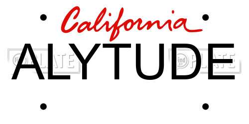 ALYTUDE California License Plate