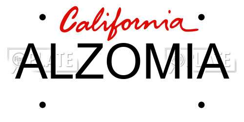 ALZOMIA California License Plate