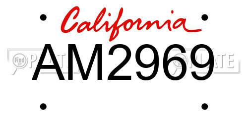 AM2969 California License Plate