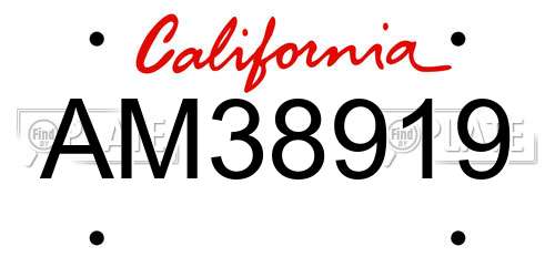 AM38919 California License Plate