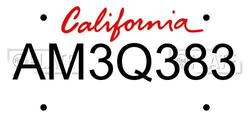 AM3Q383 California License Plate
