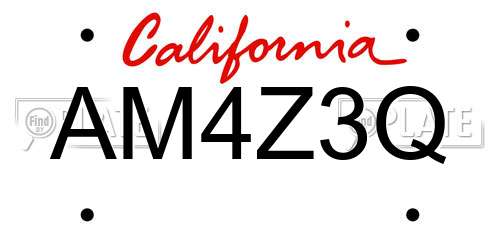 AM4Z3Q California License Plate