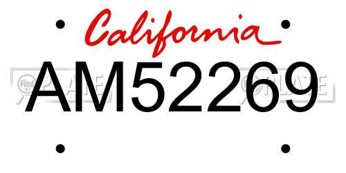 AM52269 California License Plate