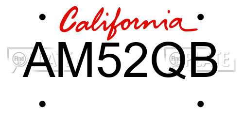 AM52QB California License Plate