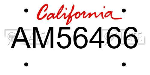 AM56466 California License Plate