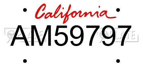 AM59797 California License Plate