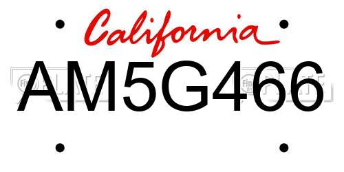 AM5G466 California License Plate