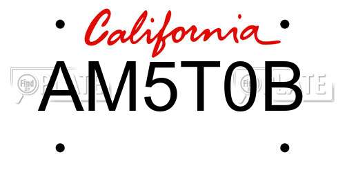 AM5T0B California License Plate