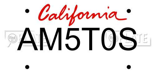 AM5T0S California License Plate