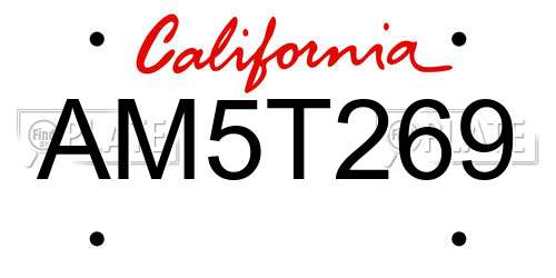 AM5T269 California License Plate