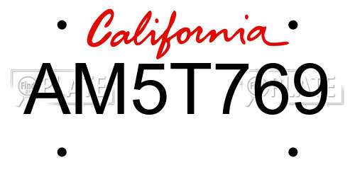 AM5T769 California License Plate