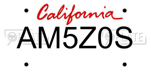 AM5Z0S California License Plate