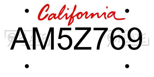 AM5Z769 California License Plate
