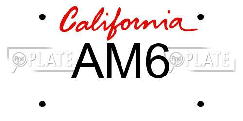AM6 California License Plate
