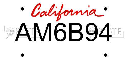 AM6B94 California License Plate