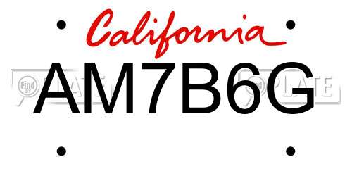 AM7B6G California License Plate