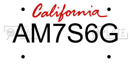 AM7S6G California License Plate