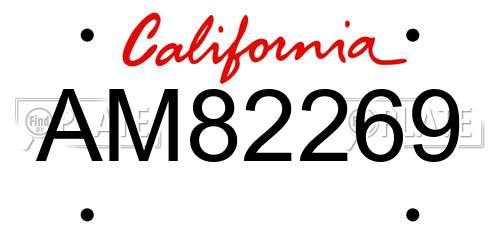 AM82269 California License Plate