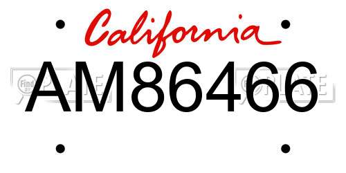 AM86466 California License Plate